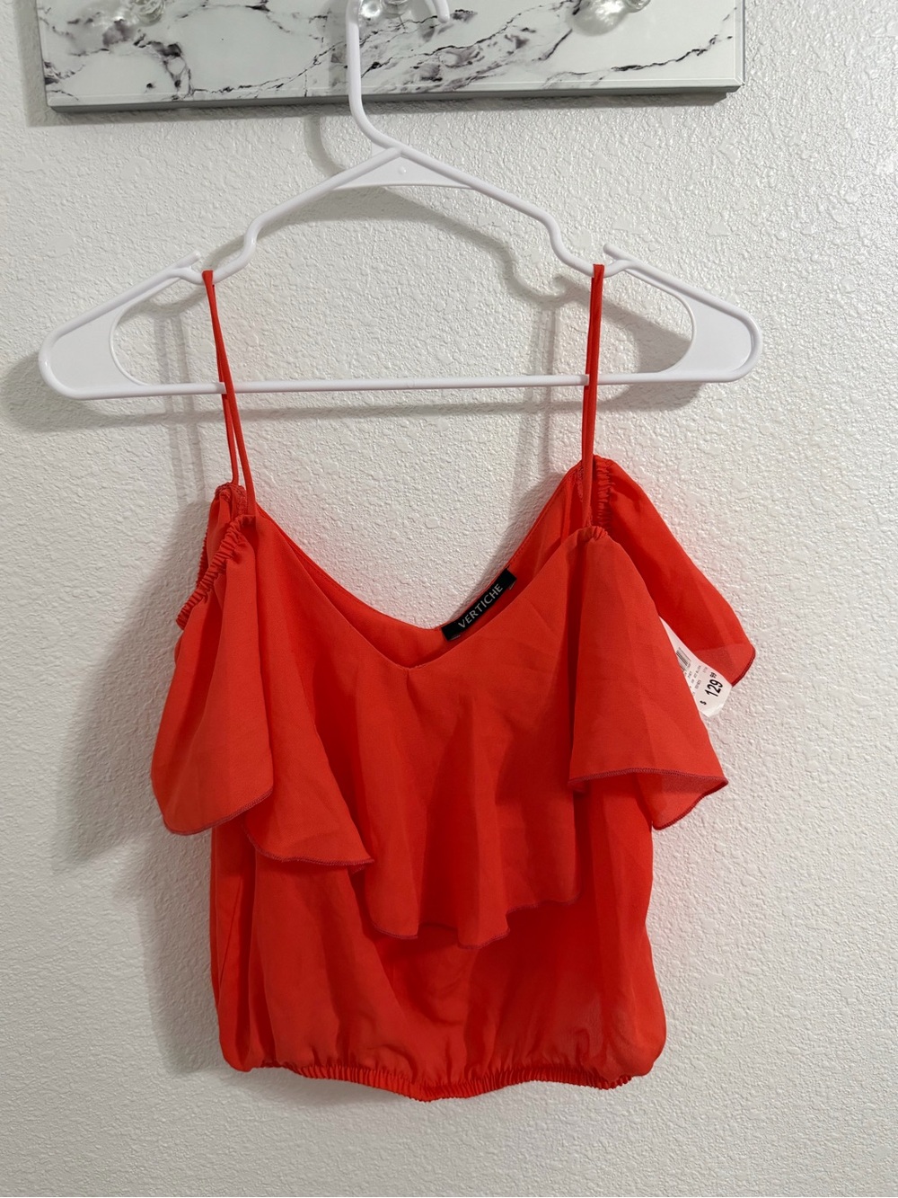 Coral Off-Shoulder Ruffle Camisole
